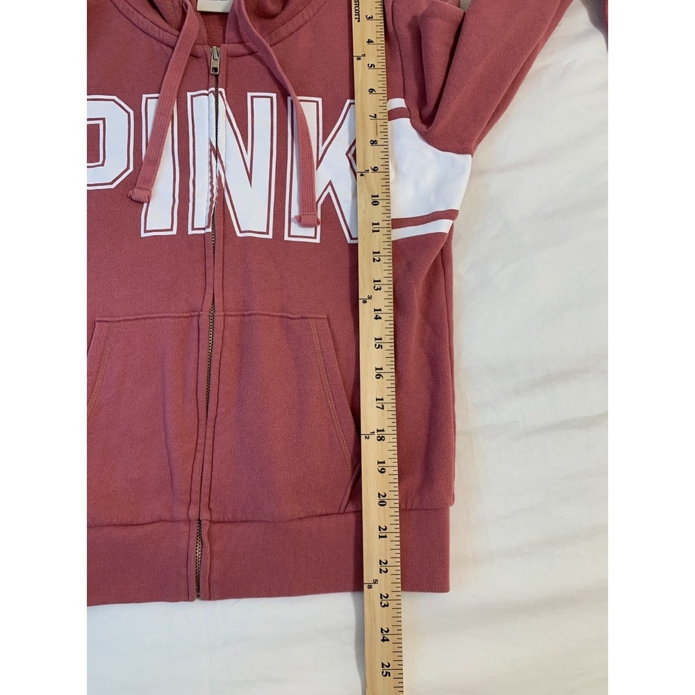 Victoria's Secret PINK Zip‎ Hoodie / Dusty Rose Logo Streetwear / Size S - Picture 9 of 11